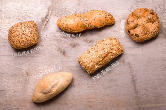 Frühstucks-Gebäck: Chiasamen Weckerl, Kornstangerl, Grahamweckerl, Dinkel-Joghurt-Riegel und Kürbissonne